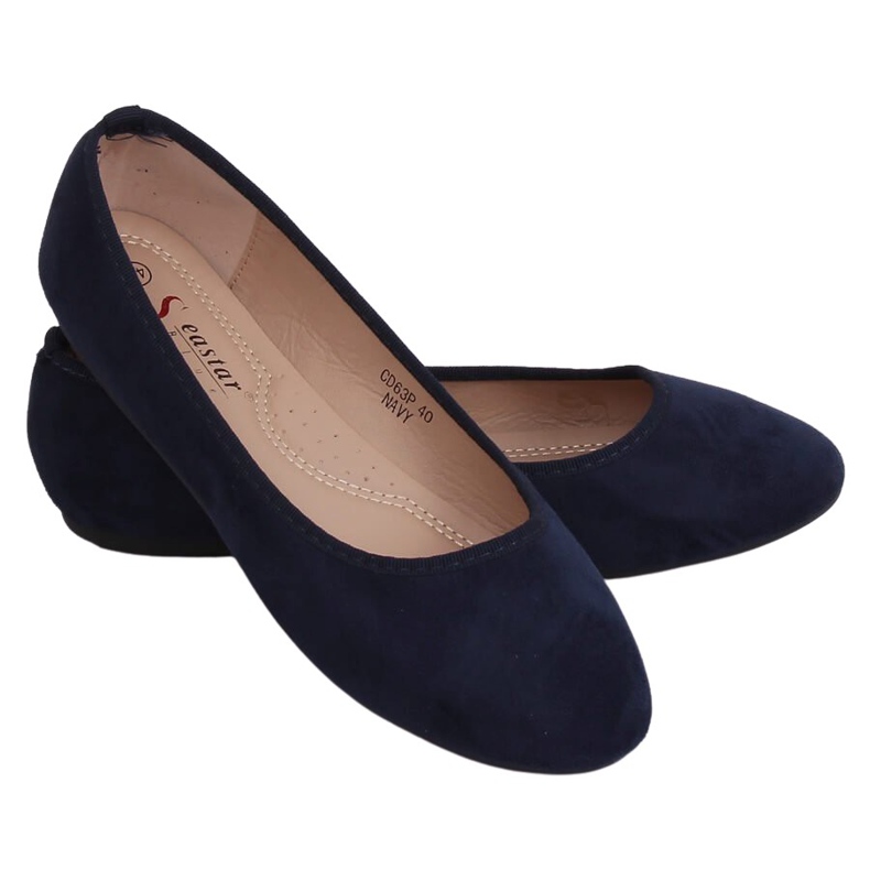 CD63P Navy smooth navy blue ballerinas