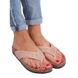 Pink flip-flops on the cork sole, pink 7872-PL Pink