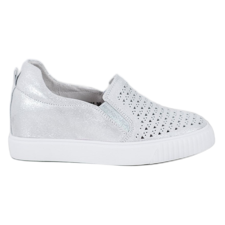Filippo Leather Slipons On Wedge grey