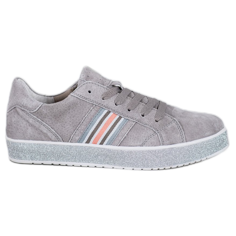 Filippo Leather Sneakers With Glitter Platform grey