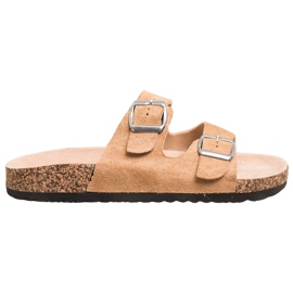 VINCEZA Slippers With Buckle brown
