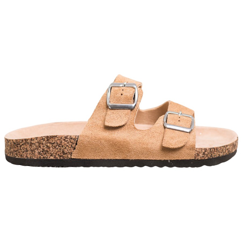 VINCEZA Slippers With Buckle brown