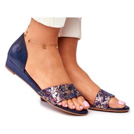 Women's Sandals Maciejka Leather Navy Blue 1971 Nomara