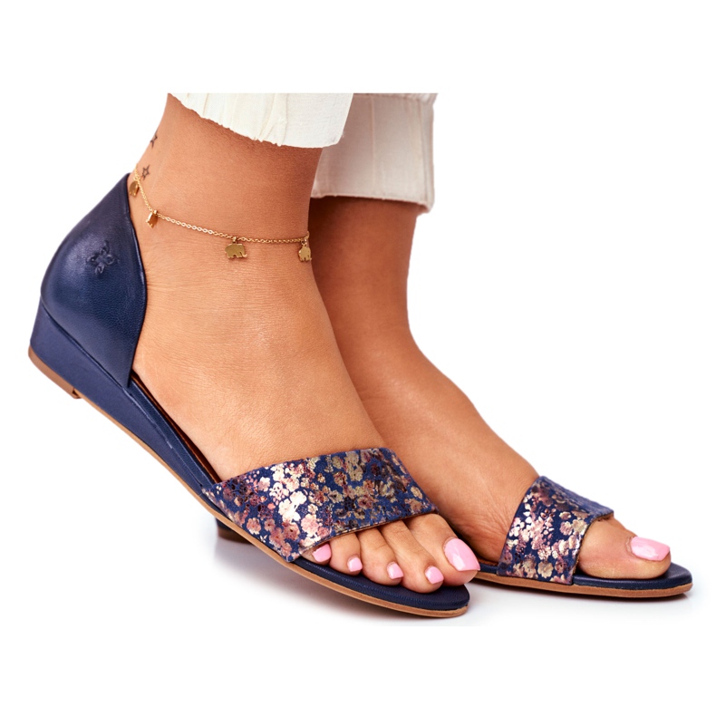 Women's Sandals Maciejka Leather Navy Blue 1971 Nomara