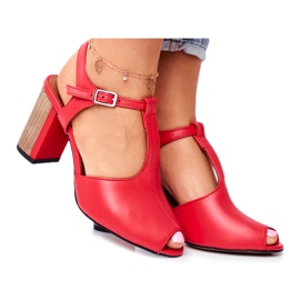 Women's Leather Sandals Maciejka Red 04117