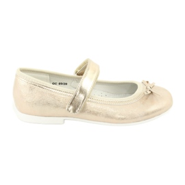 American Club GC02 golden ballerinas with a bow beige