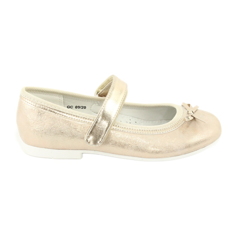 American Club GC02 golden ballerinas with a bow beige