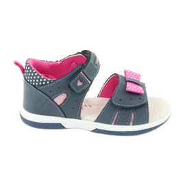 American Club Girls' sandals with a bow American DR20/20, navy blue and pink