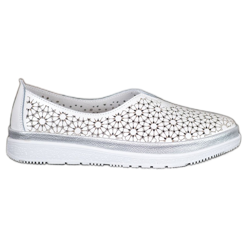 Filippo Leather Slipons With A Floral Pattern white yellow