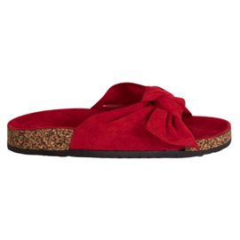 VINCEZA suede slippers red