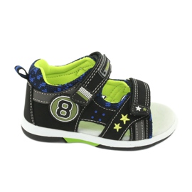 American Club Sandals Leather insert decorated with eight and stars DR14/20 black and green