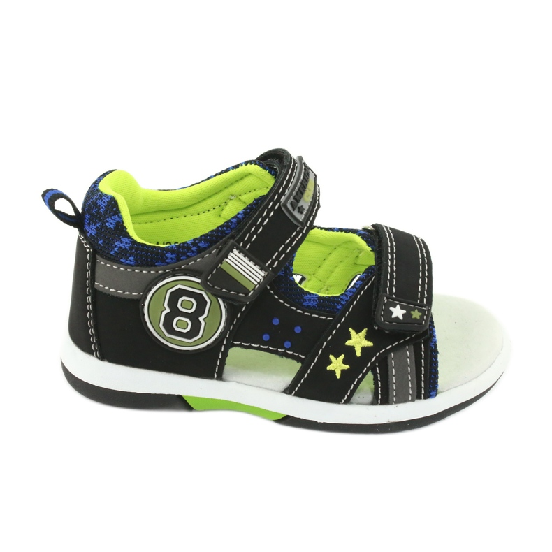 American Club Sandals Leather insert decorated with eight and stars DR14/20 black and green