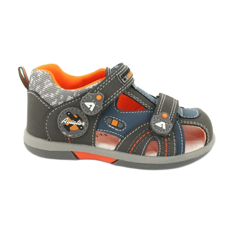 Boys' sandals with velcro American Club DR09 / 20 blue orange grey