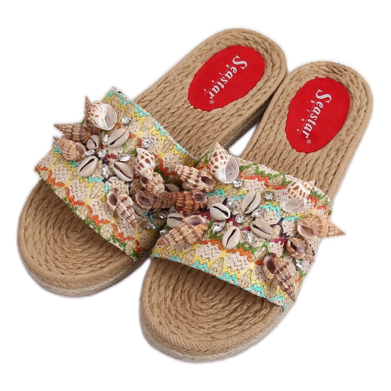 Sandals with shells YQ229P Red multicolored