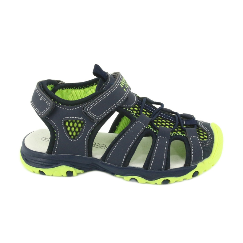 Sandals in leather American Club XD06 / 20 navy blue green