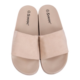 Simple beige slippers CK98 Beige