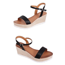 Black sandals on a wedge heel NS107P Black