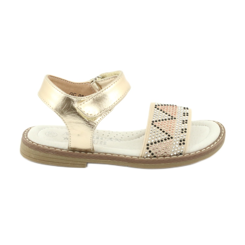 American Club Girls' Golden Gold Sandals with sequins leather insert GC08/20 American Club Girls' Golden Gold Sandals with sequins leather insert GC08/20