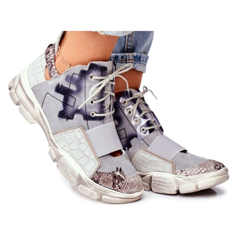 Women's Leather Sneakers Maciejka 04423-13 grey Women's Leather Sneakers Maciejka 04423-13 grey