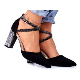 S.Barski Women's Pumps On a Heel Snake Black Together multicolored