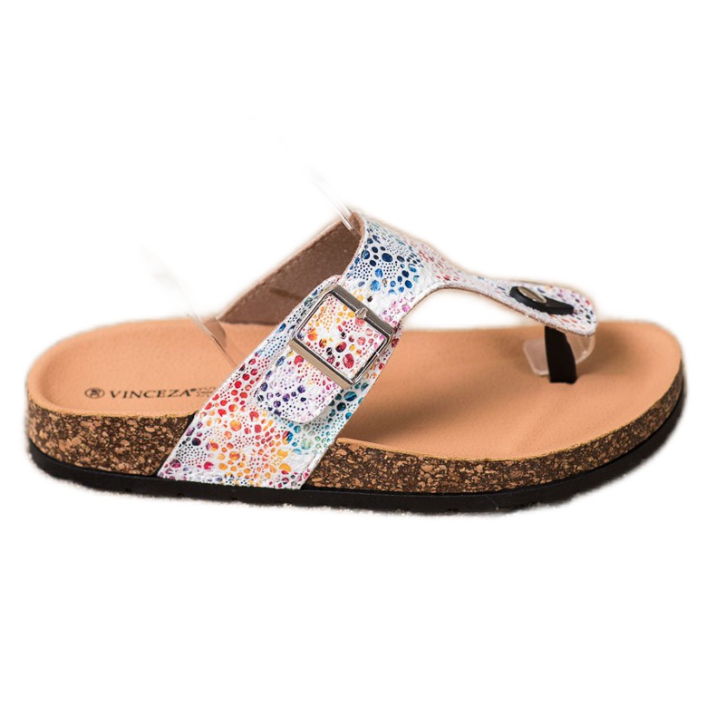 Flip-flops with a VINCEZA buckle white multicolored
