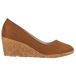 Goodin Suede Wedge Pumps brown