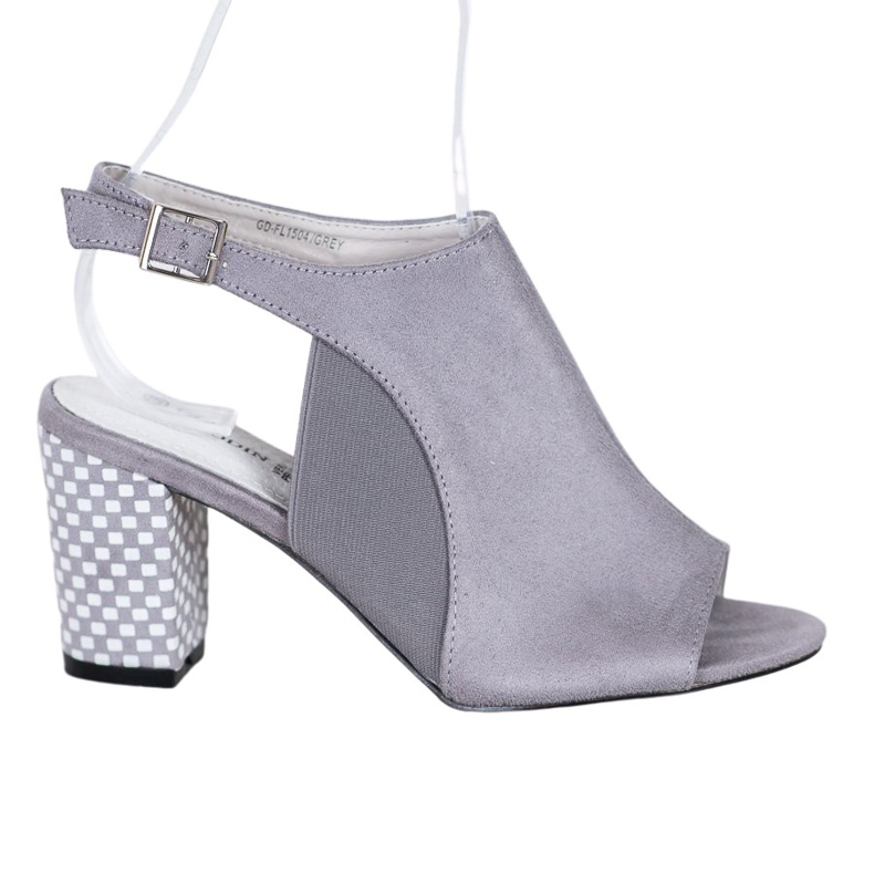 Goodin Built-up Sandals With A Checkered Heel grey