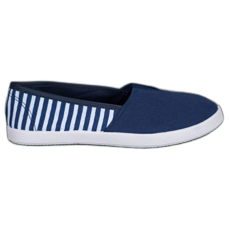 SHELOVET Navy blue slipons with stripes