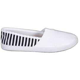 SHELOVET White Slipons With Stripes SHELOVET White Slipons With Stripes