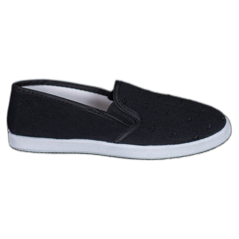 SHELOVET Black Slipons In Hearts SHELOVET Black Slipons In Hearts