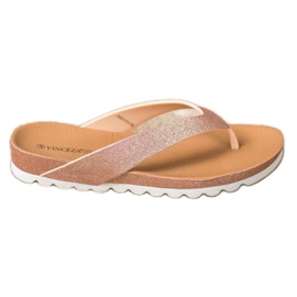 VINCEZA flip-flops with glitter pink yellow