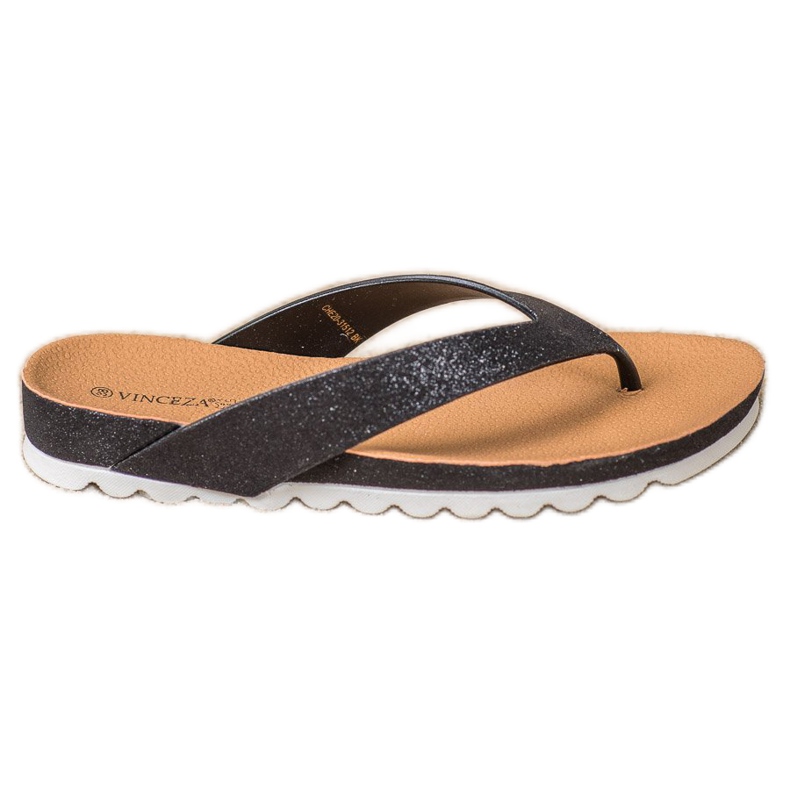 VINCEZA flip-flops with glitter black