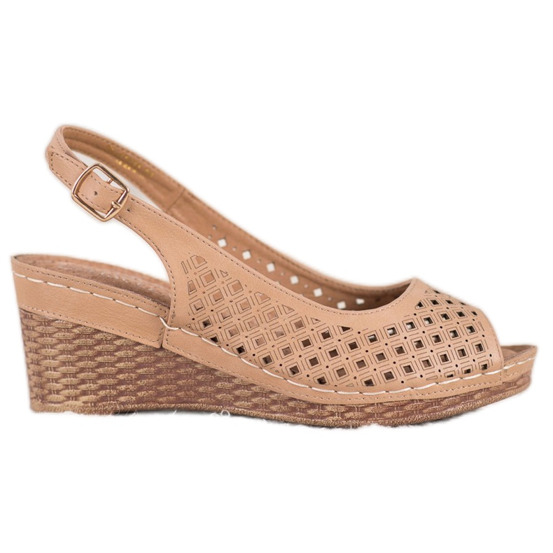 Openwork sandals on the VINCEZA wedge brown