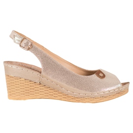 Shiny Wedge Sandals VINCEZA golden