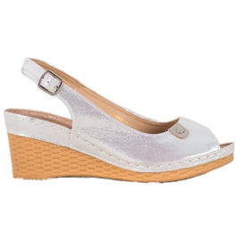 Shiny Wedge Sandals VINCEZA grey