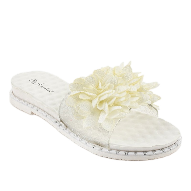 White slippers with flowers N-49