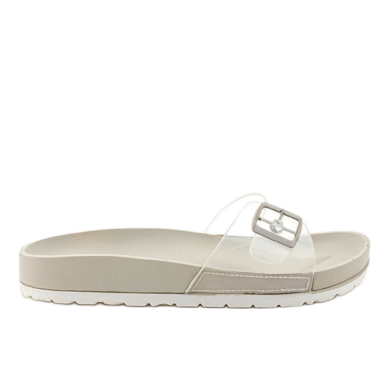 Gray transparent slippers with a SE-9606 buckle grey
