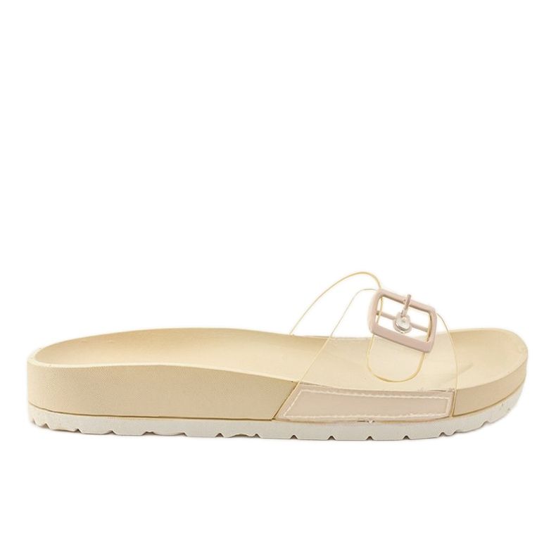 Beige transparent slippers with a SE-9606 buckle