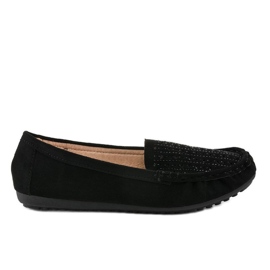 Black openwork loafers with sequins YSD823Y