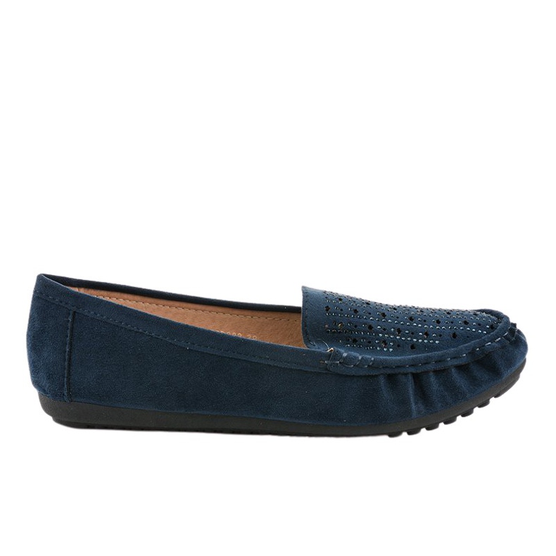 Navy blue openwork loafers with sequins YSD823Y