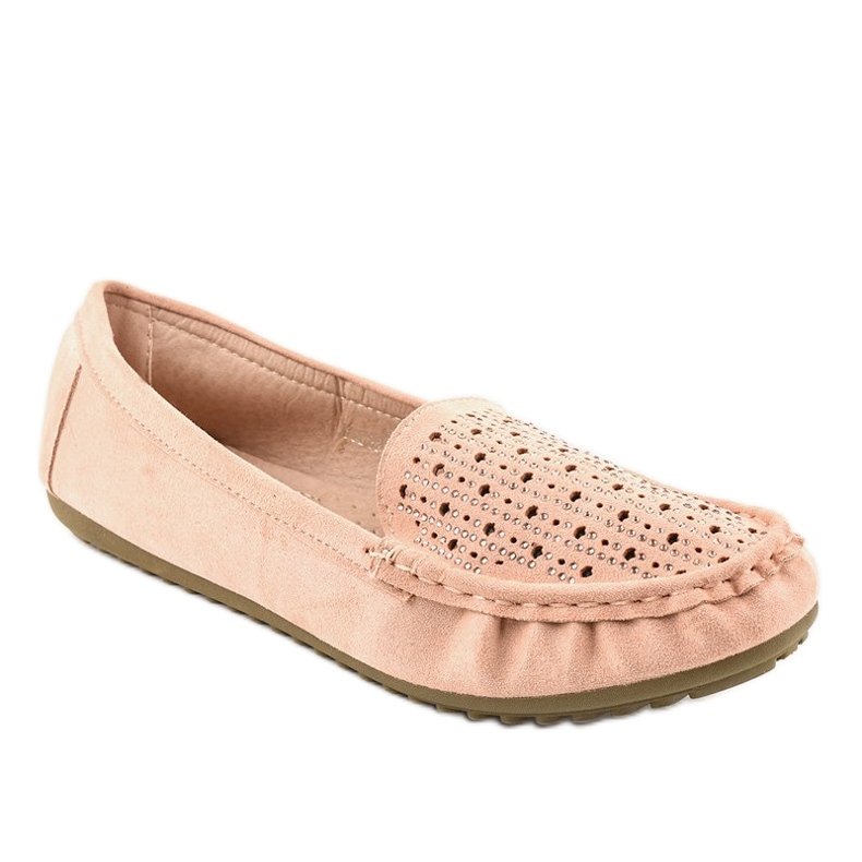 Nude openwork loafers with sequins YSD823Y beige