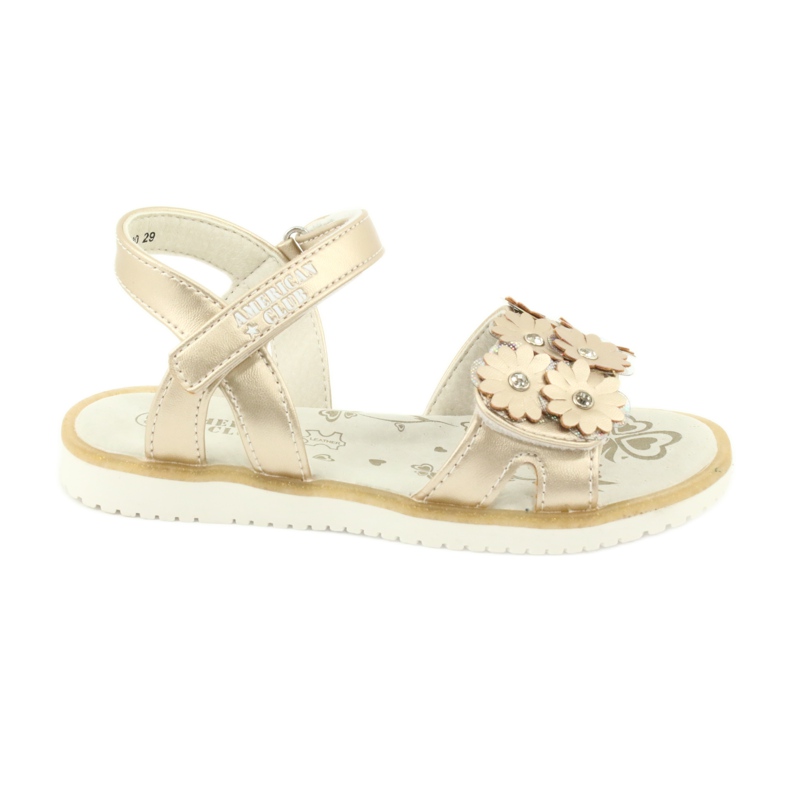 Gold sandals with flowers and sequins American Club xD10/20 golden