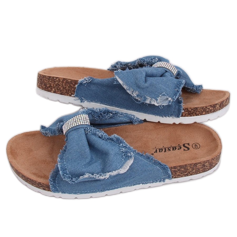 Canvas slippers with blue BG60P Light Blue cork