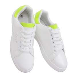 Women's white and neon sneakers LV101P Flugreen yellow