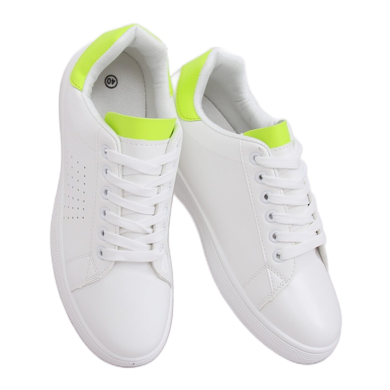 Women's white and neon sneakers LV101P Flugreen yellow