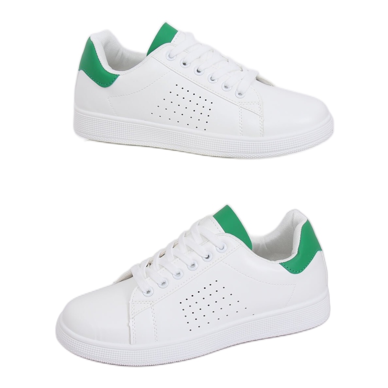 Women's white and green sneakers LV101P Green