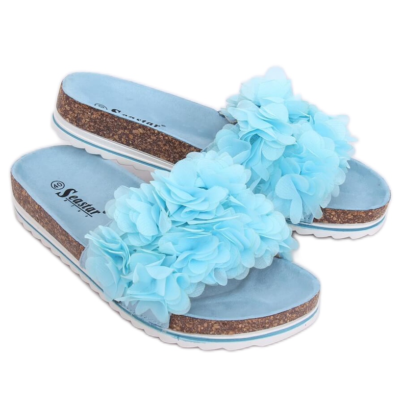 Flower power blue slippers BG47P Blue Ii Quality