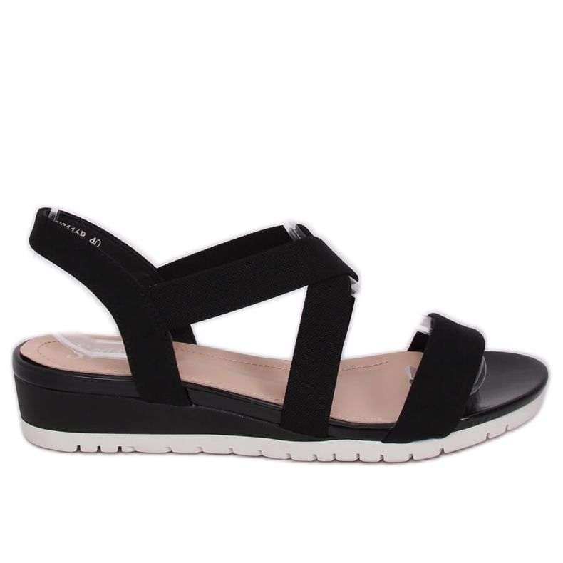 Black sandals on a low wedge heel NS116P Black