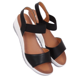 Black sandals on a wedge heel NS101P Black