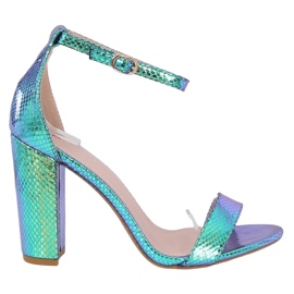 Holographic high-heeled sandals TU135P Green blue Holographic high-heeled sandals TU135P Green blue